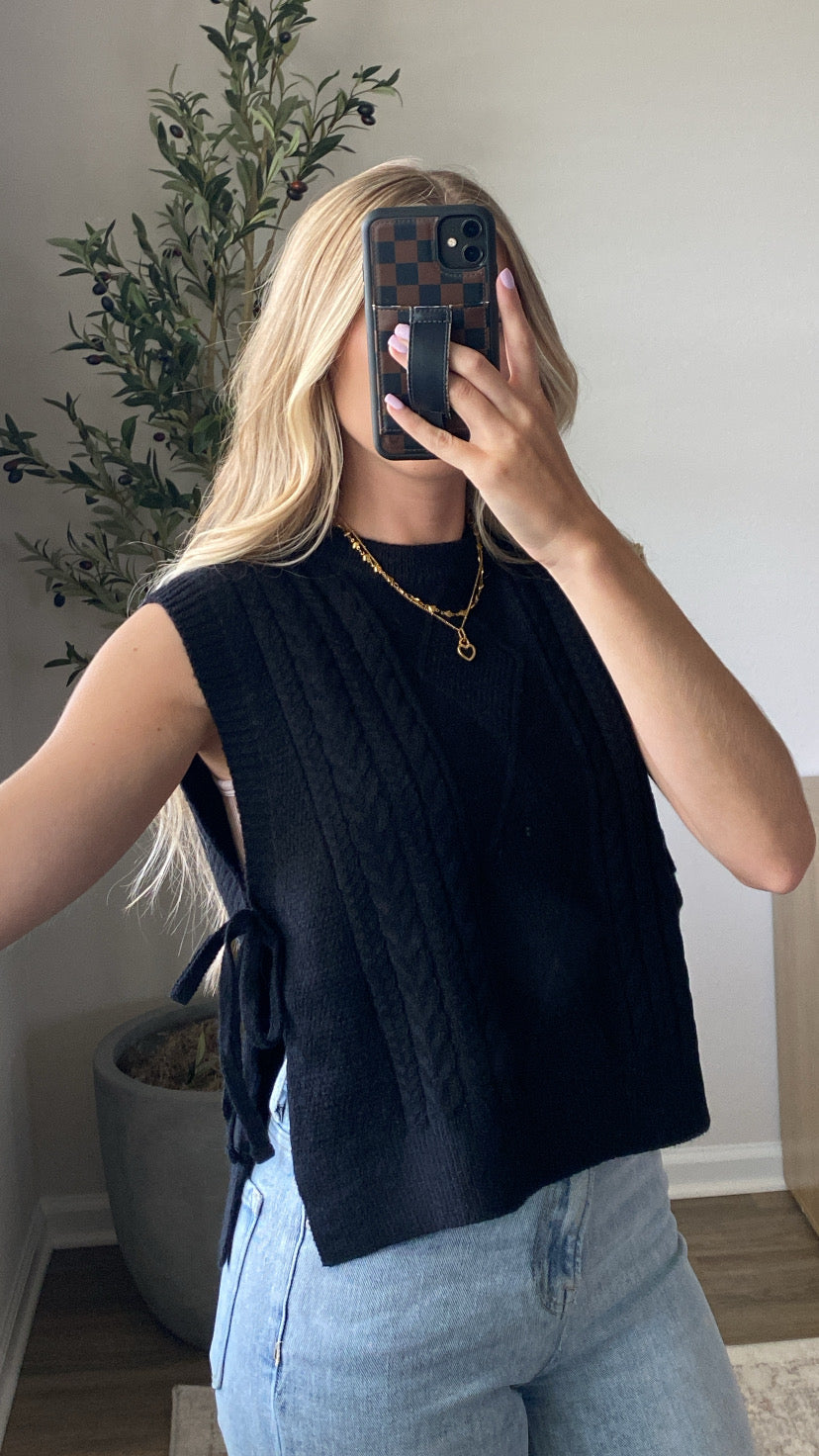 🔥HOT SALE🔥Argyle Side Tie Sweater