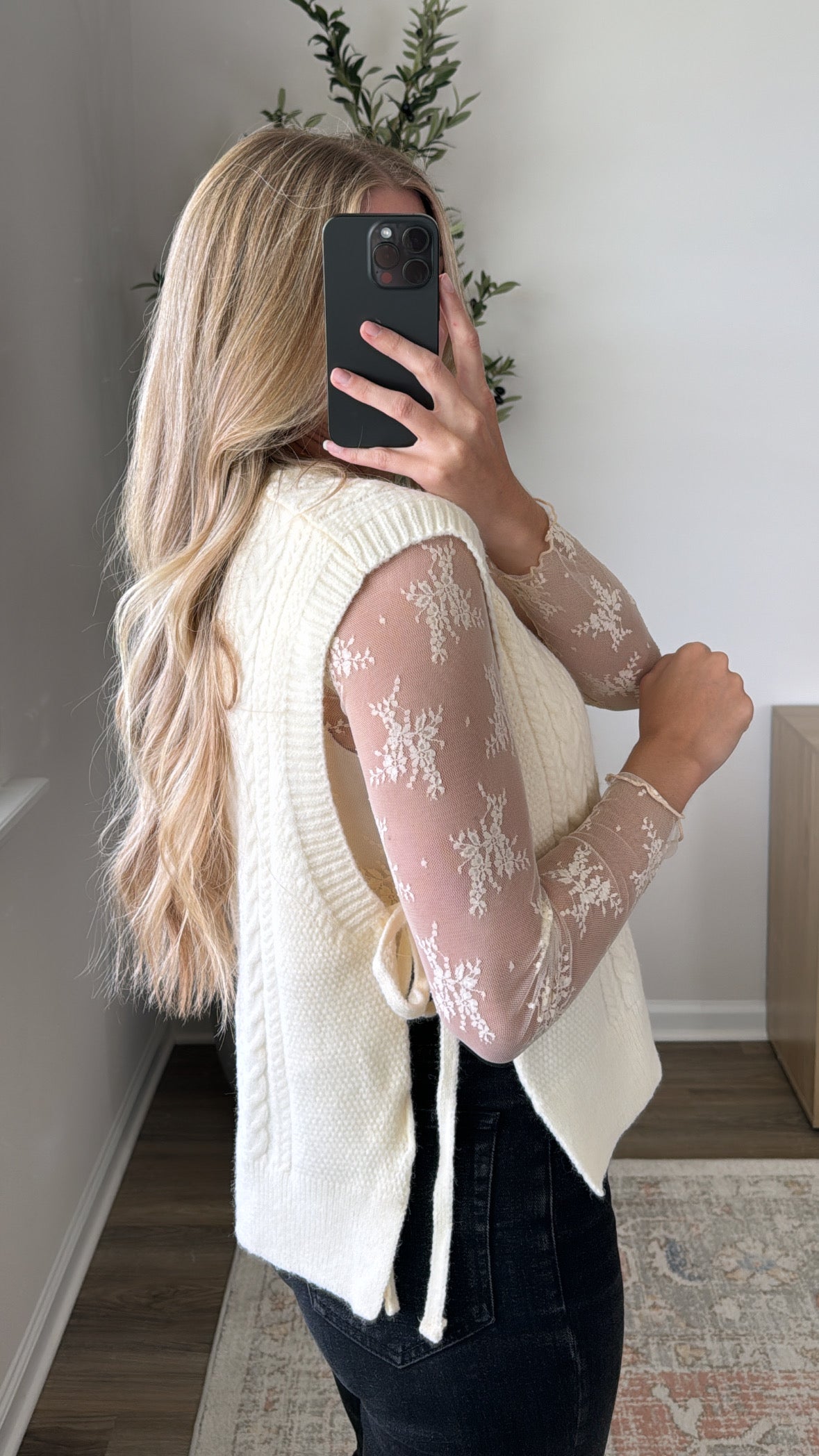 🔥HOT SALE🔥Argyle Side Tie Sweater
