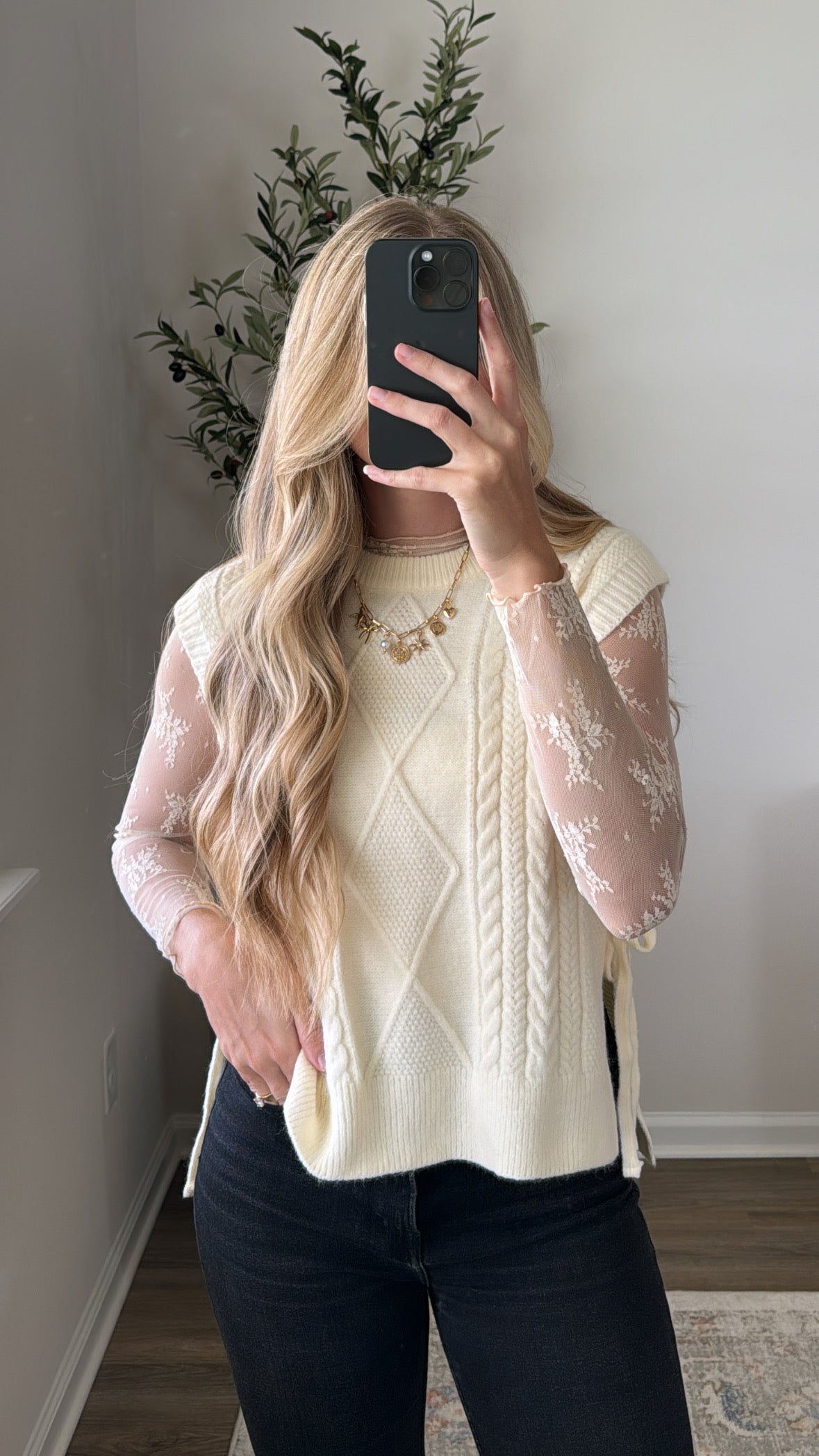 🔥HOT SALE🔥Argyle Side Tie Sweater
