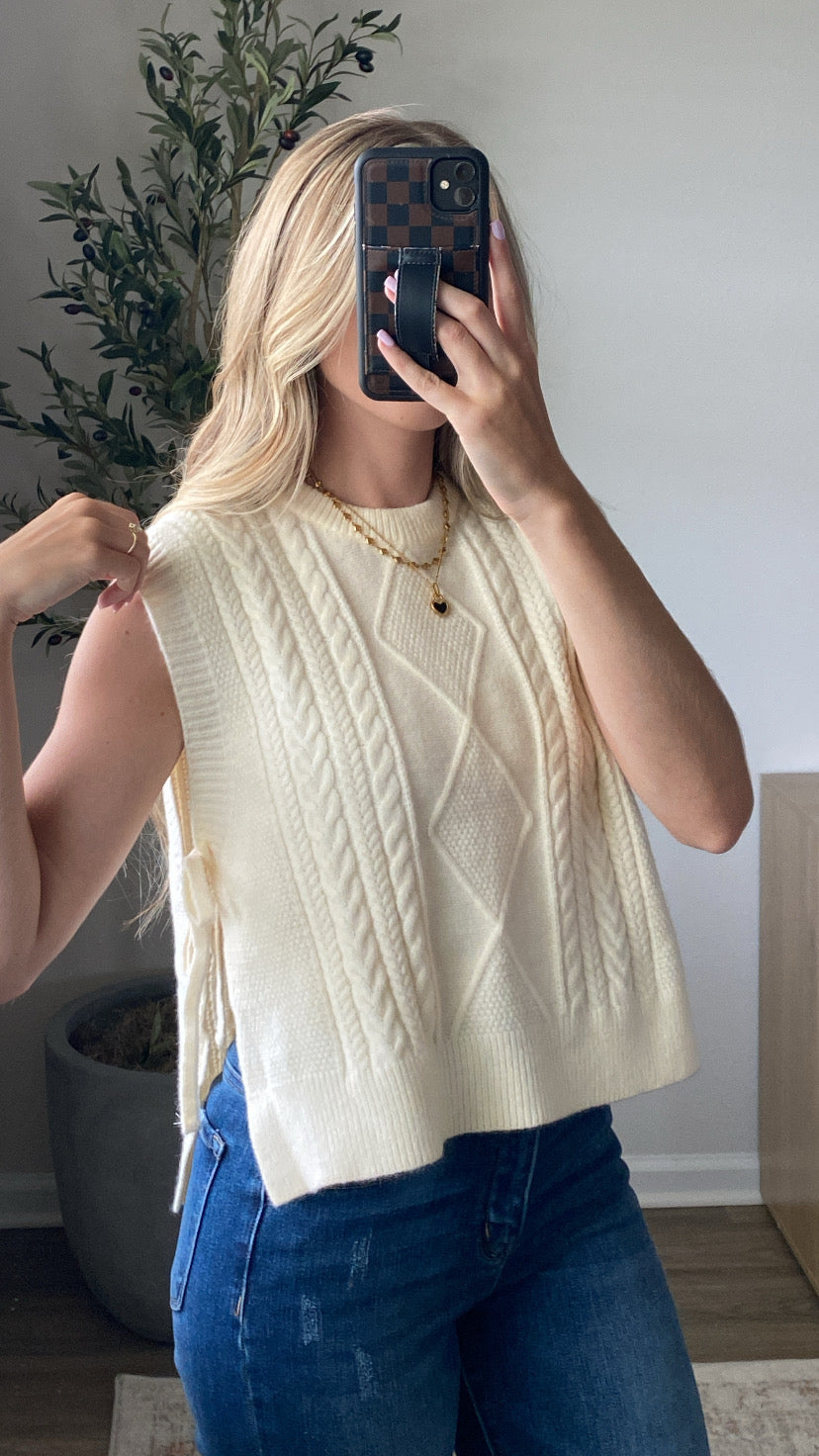 🔥HOT SALE🔥Argyle Side Tie Sweater