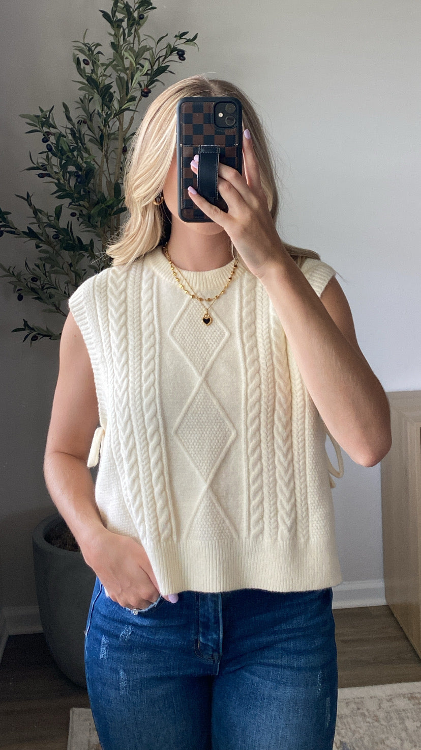 🔥HOT SALE🔥Argyle Side Tie Sweater