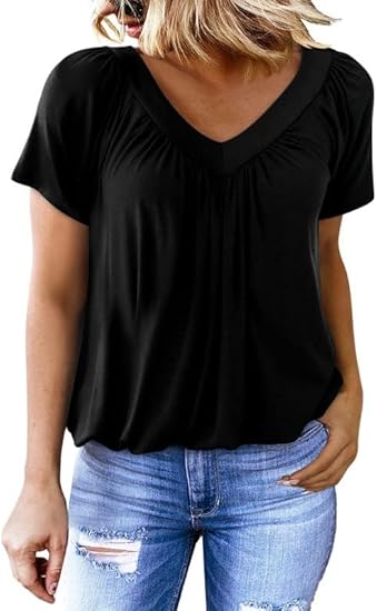 Women's Casual Summer T Shirts Short Sleeve V Neck Tops Tshirts（BUY 3 FREE SHIPPING)
