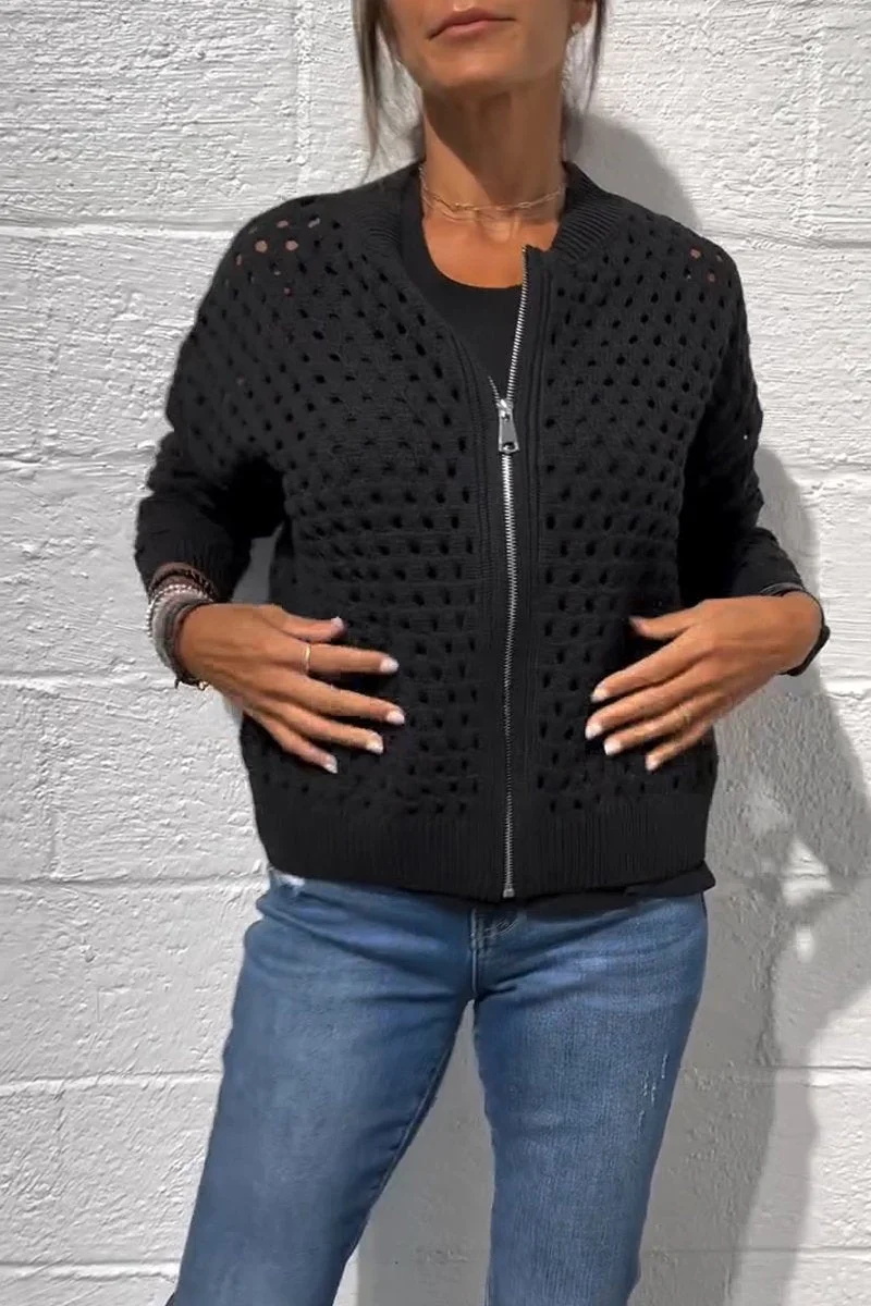 Hollow knitwear zipper jacket(BUY 2 FREE SHIPPING)