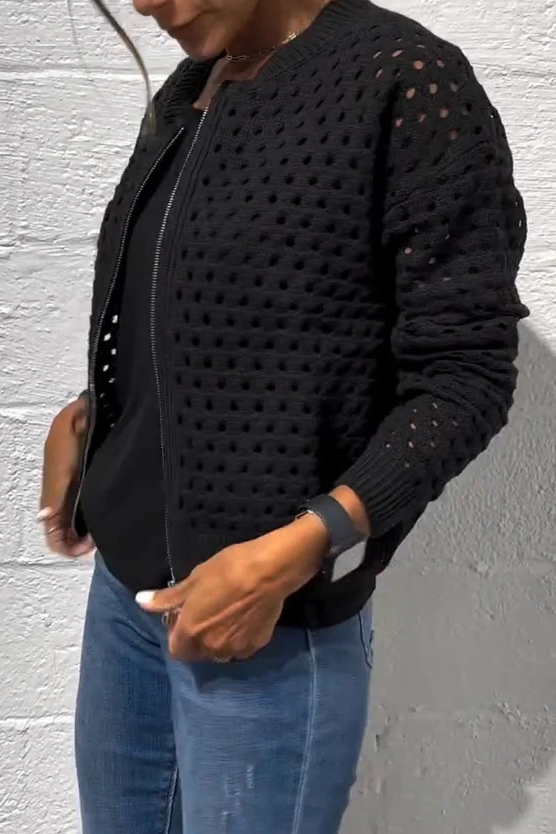 Hollow knitwear zipper jacket(BUY 2 FREE SHIPPING)