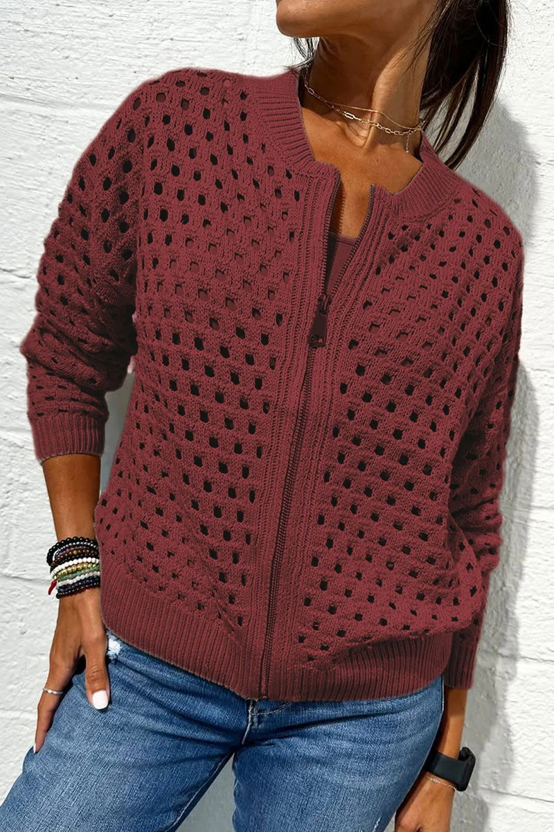 Hollow knitwear zipper jacket(BUY 2 FREE SHIPPING)