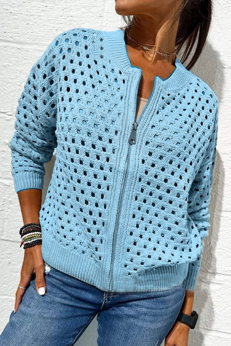Hollow knitwear zipper jacket(BUY 2 FREE SHIPPING)