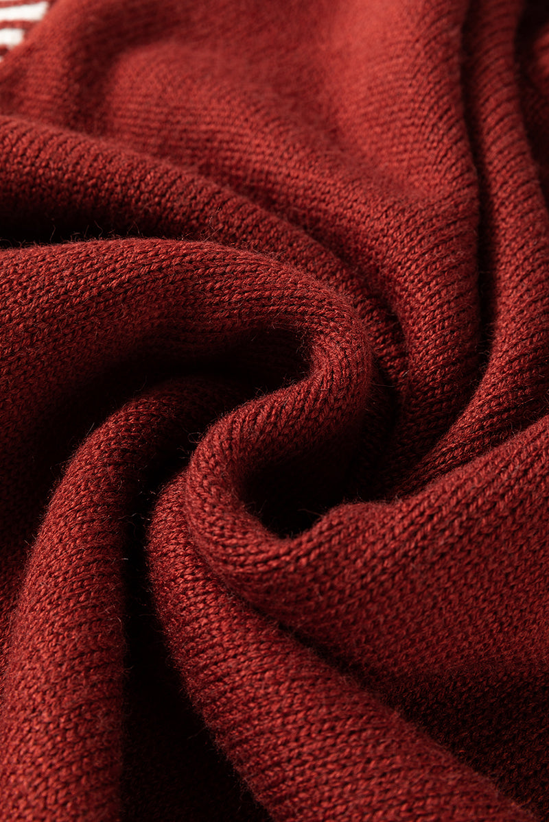 Cozy Contrast Trim Crewneck Sweater