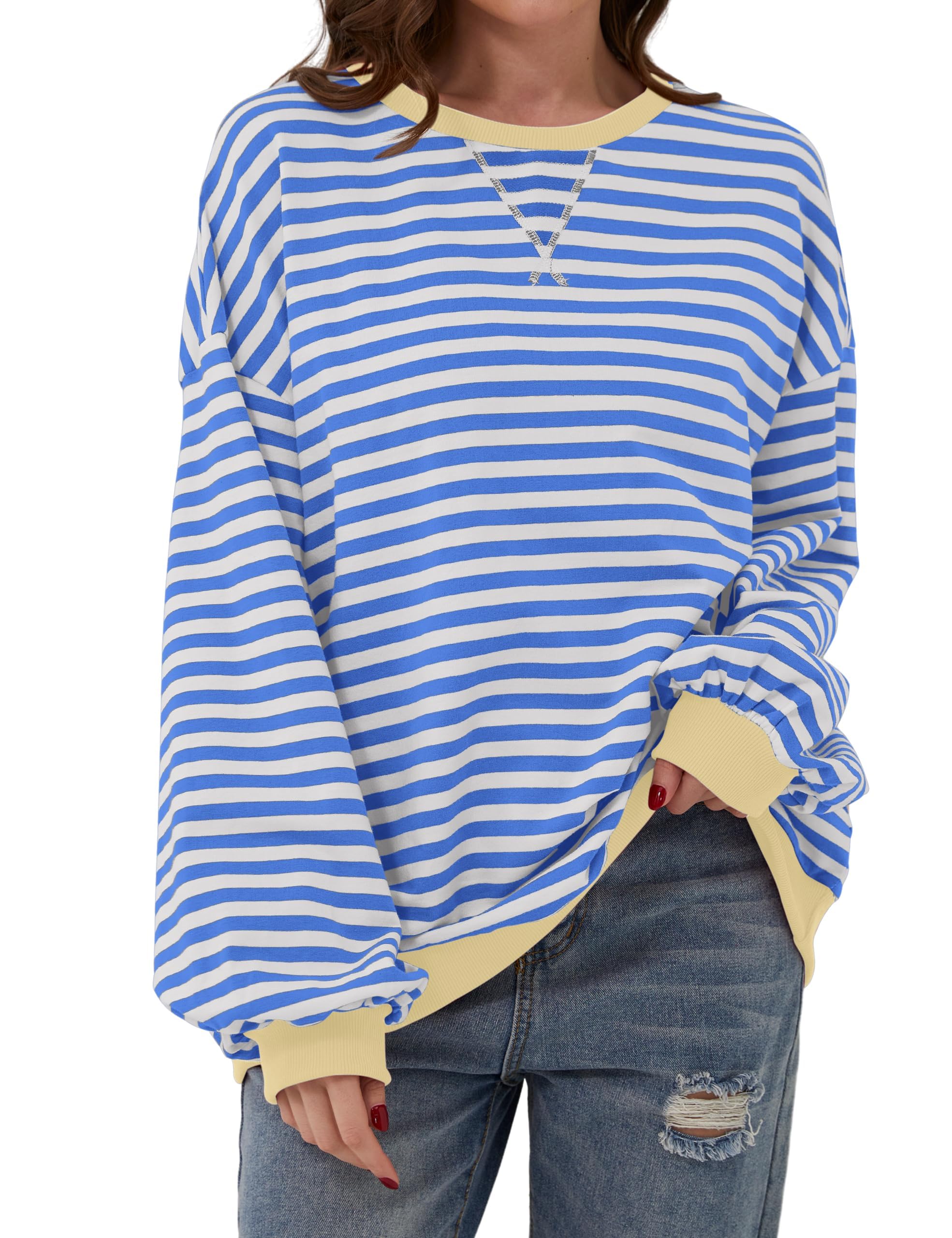 🔥HOT SALE🔥STRIPED COLOR BLOCK OVERSIZED SWEATSHIRT (BUY 2 FREE SHIPPING)