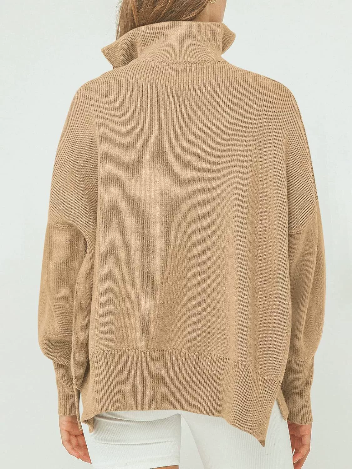 Women's Oversized Fashion Long Sleeve Quarter Zip Baggy Loose Slouchy Sweater Pullover Tops 2025 Fall Outfits（BUY 2 FREE SHIPPING)