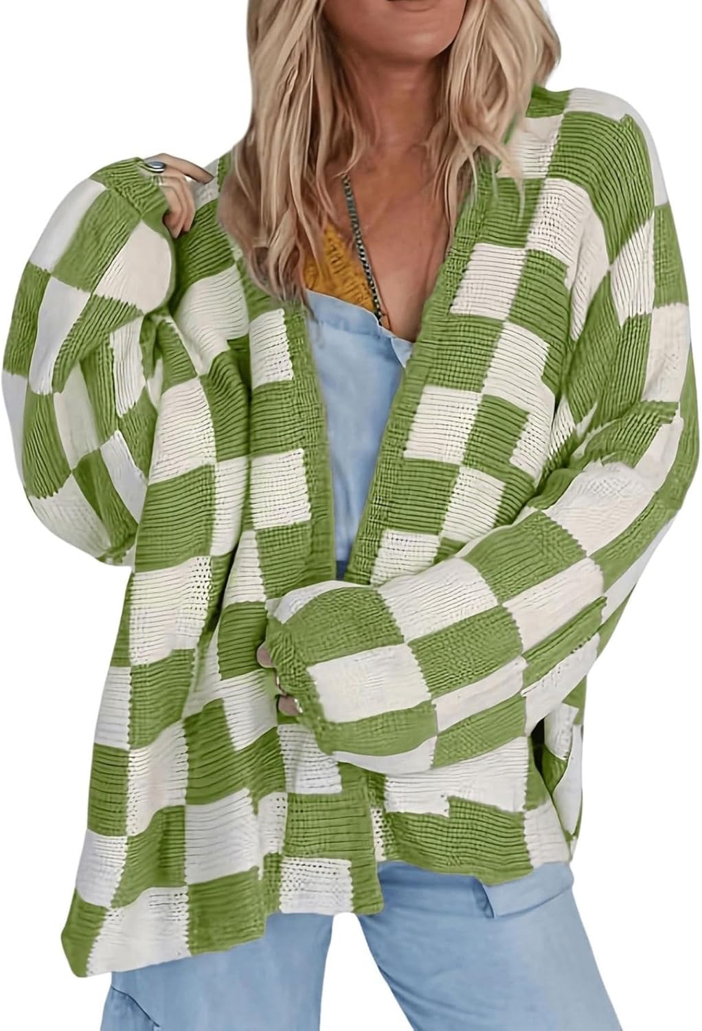Women's Loose Knitted Plaid Cardigan（BUY 2 FREE SHIPPING)