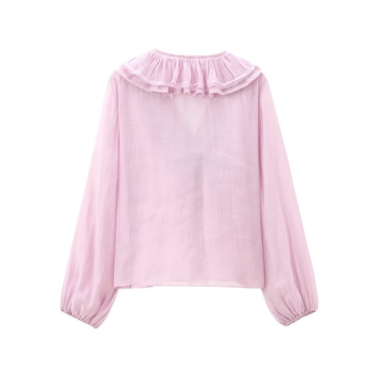 Lantern sleeve ruffle long sleeve shirt（BUY 2 FREE SHIPPING)