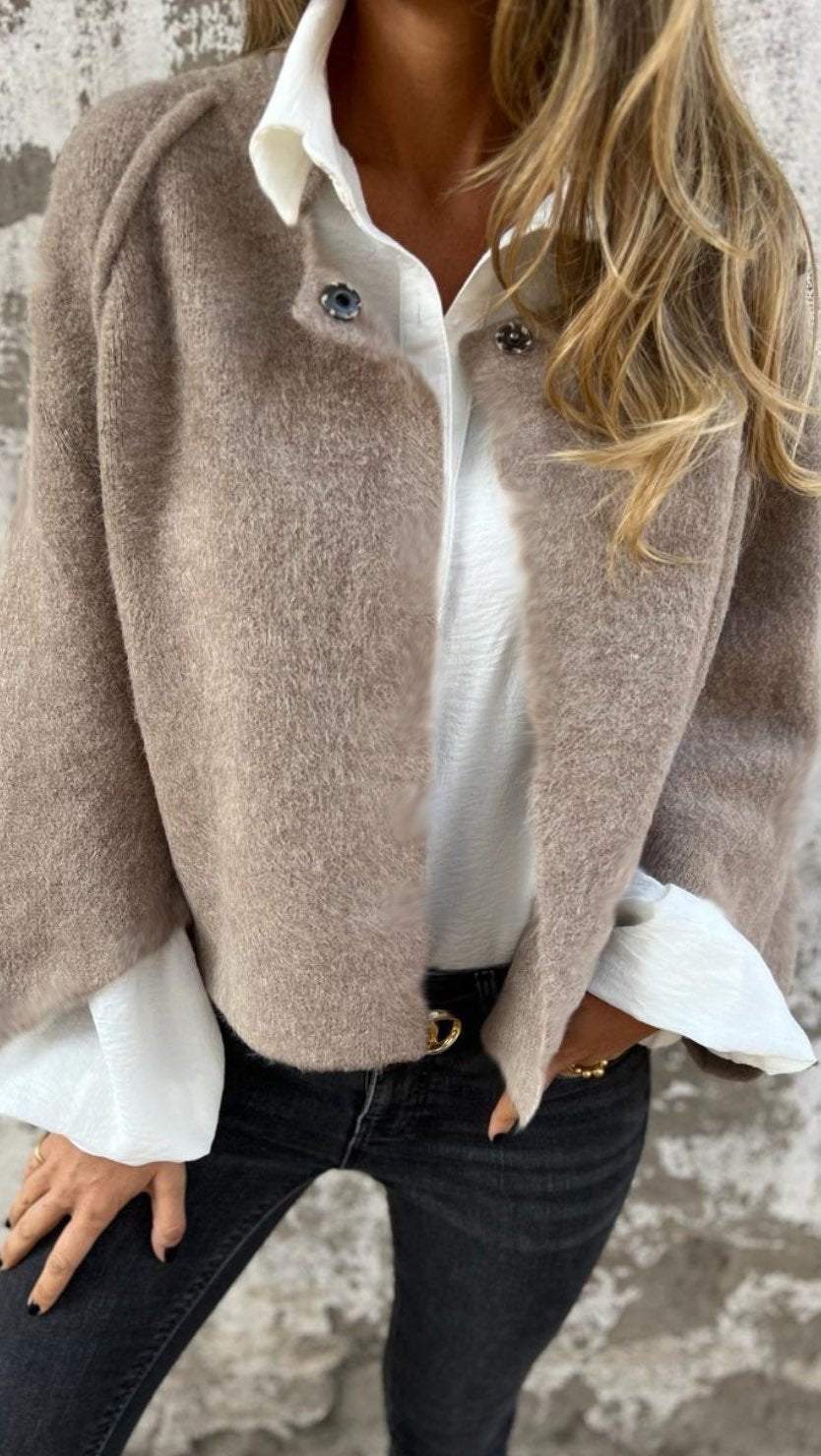 Loose Cropped Batwing Sleeve Button Jacket（BUY 2 FREE SHIPPING)