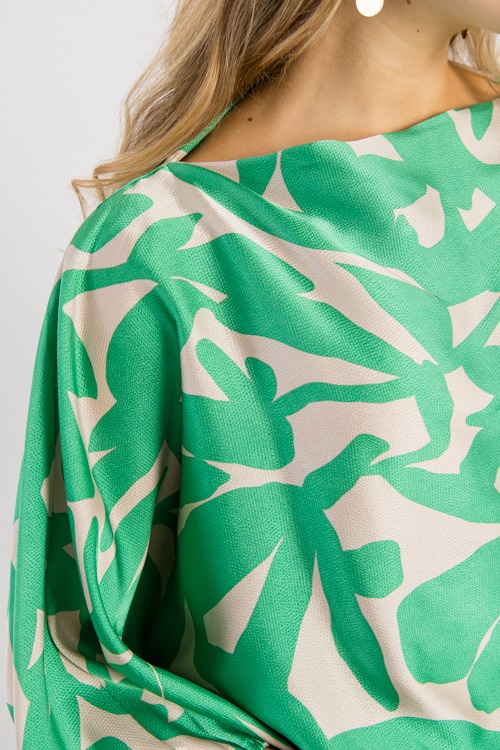 Temperament Printed Lantern Sleeves Casual Dress Set