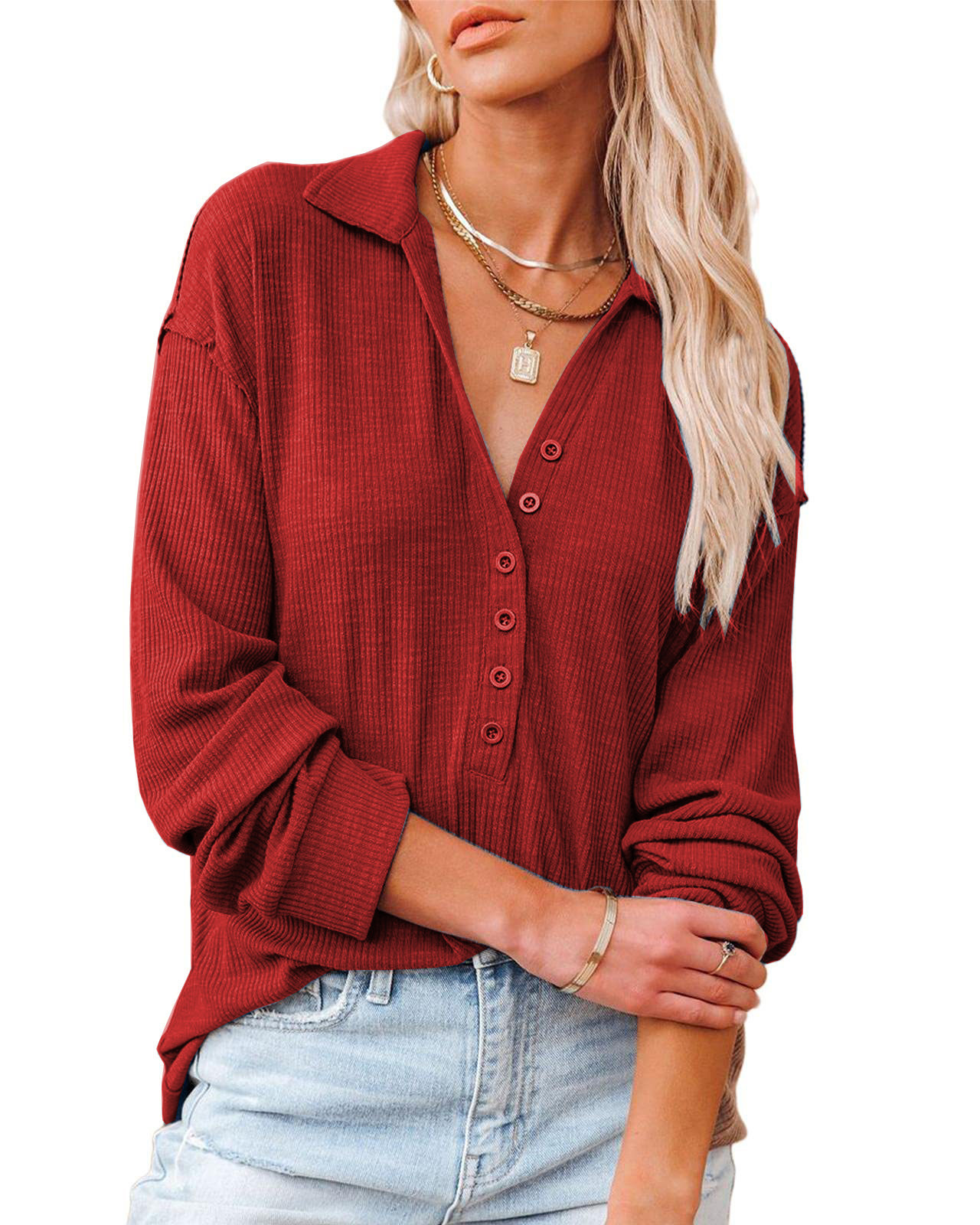 Women's Casual Button Down Relaxed Fit Shirts (Buy 2 Free Shipping)