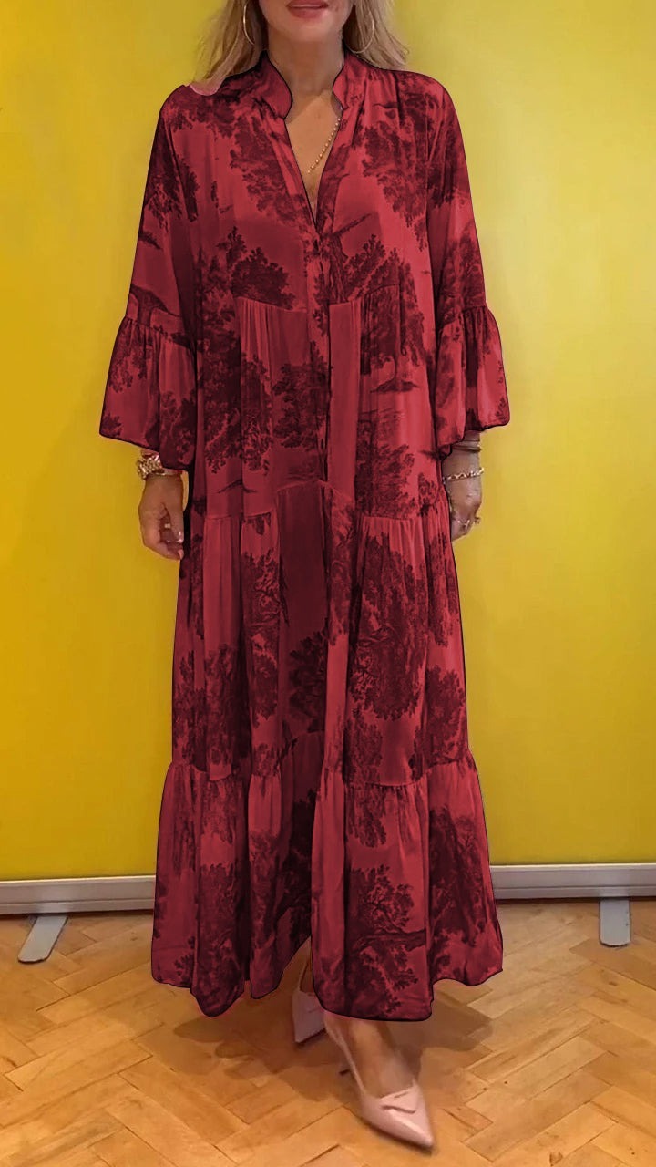 V-neck Bell Sleeve Printed Casual Dress(BUY 2 FREE SHIPPING)