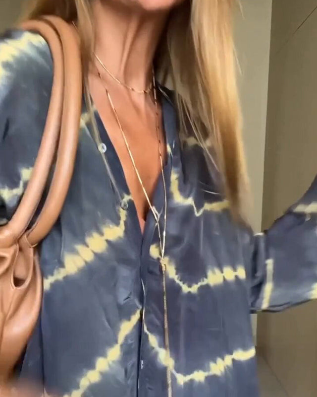 Loose Fit V Neck Striped Bohemian Dress