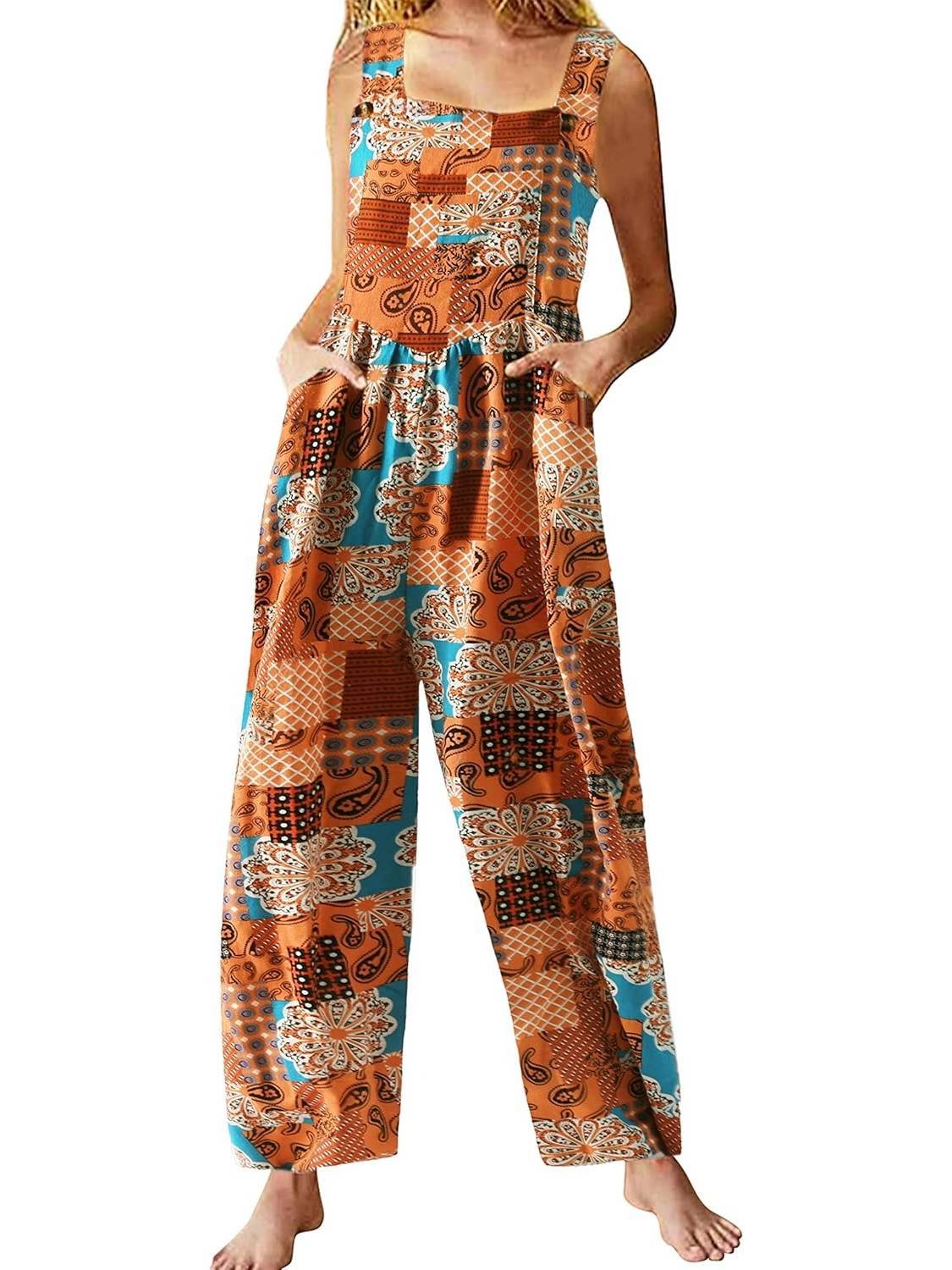 Overalls For Women Floral Boho Loose Fit Summer Wide Leg Jumpsuits (Buy 2 Free Shipping)