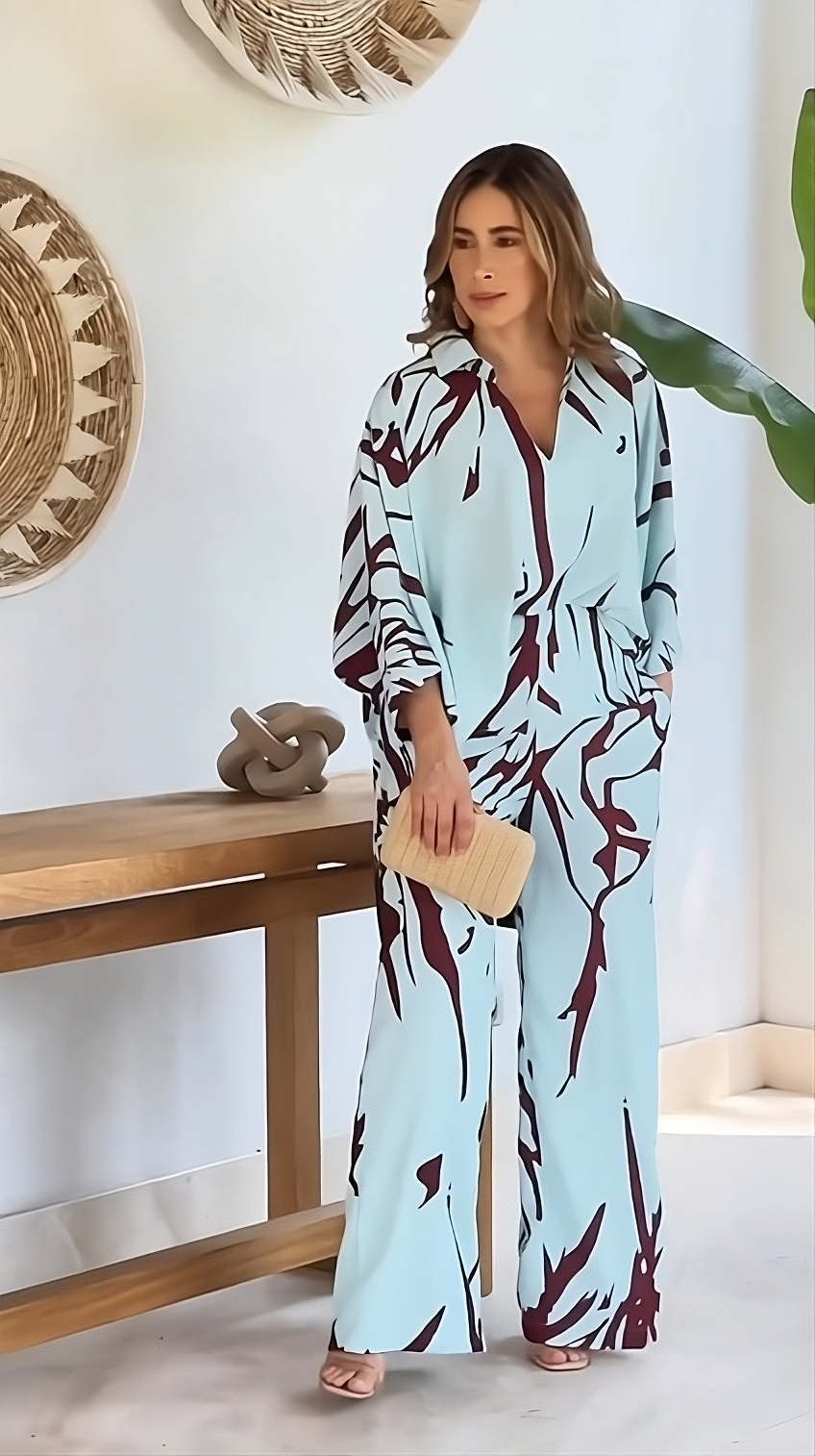 Printed zebra striped top and trousers set（Buy 2 free shipping)