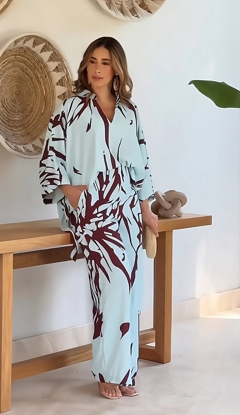 Printed zebra striped top and trousers set（Buy 2 free shipping)