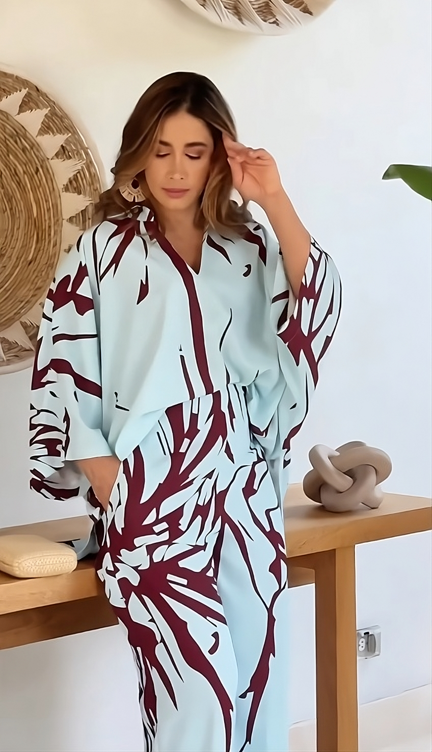 Printed zebra striped top and trousers set（Buy 2 free shipping)
