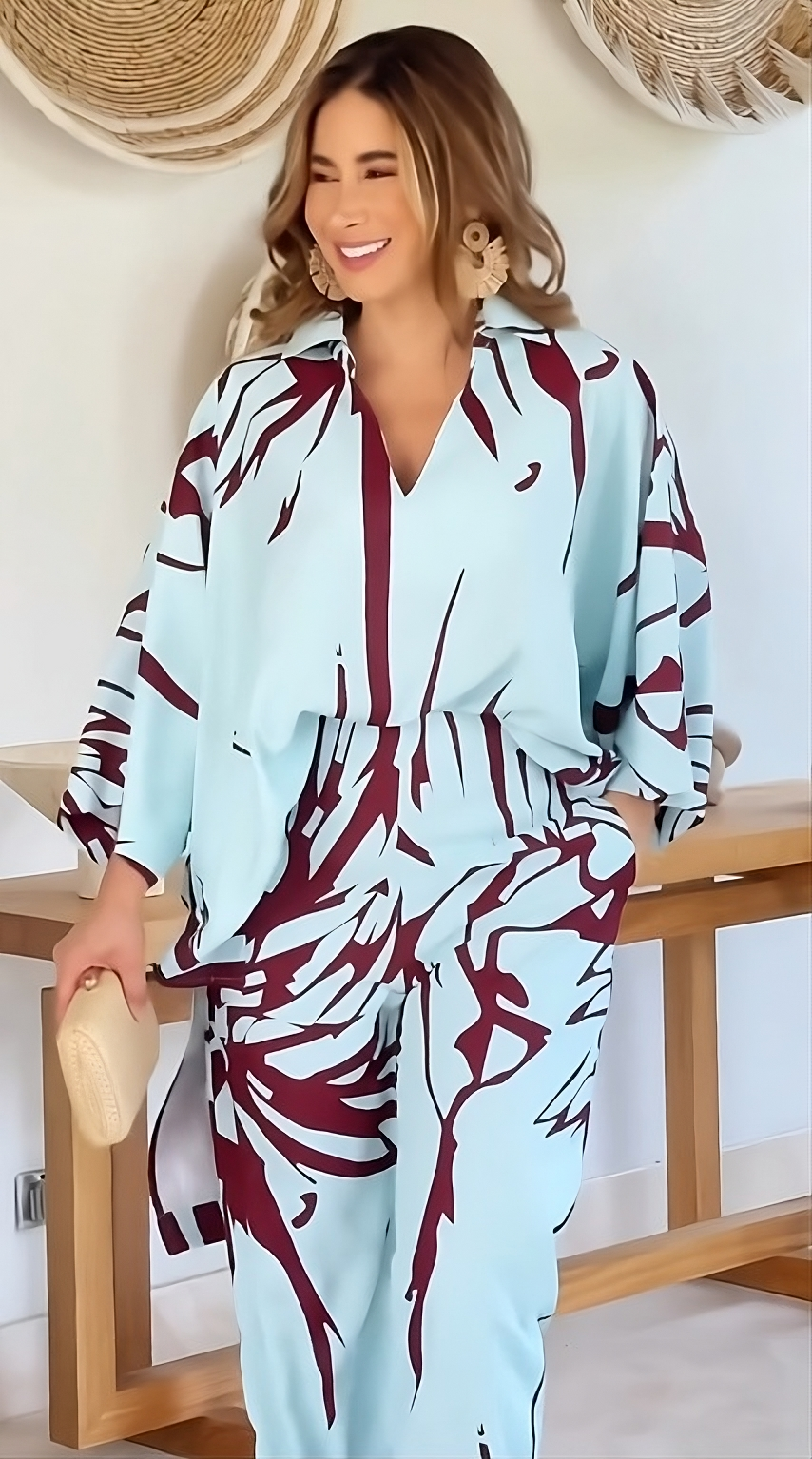 Printed zebra striped top and trousers set（Buy 2 free shipping)