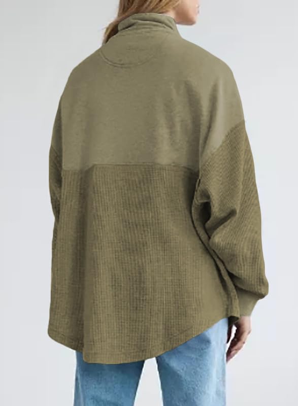 ✨ Women's Waffle Knit Half Zip Pullover Casual Sweatshirt(Buy 2 Free Shipping)