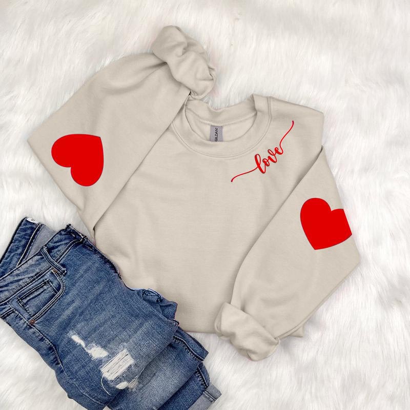 Long Sleeve Sweatershirt with Heart Elbow Patch(BUY TWO FREE SHIPPING&SAVE MORE)