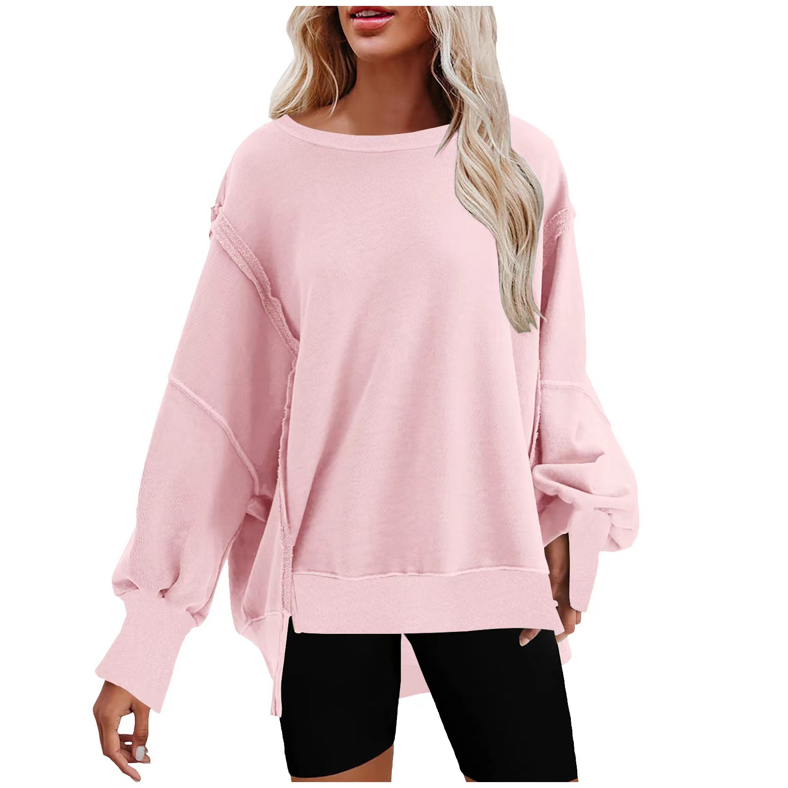 Washed Revealed Seam Oversized Sweatshirt（BUY 2 FREE SHIPPING)