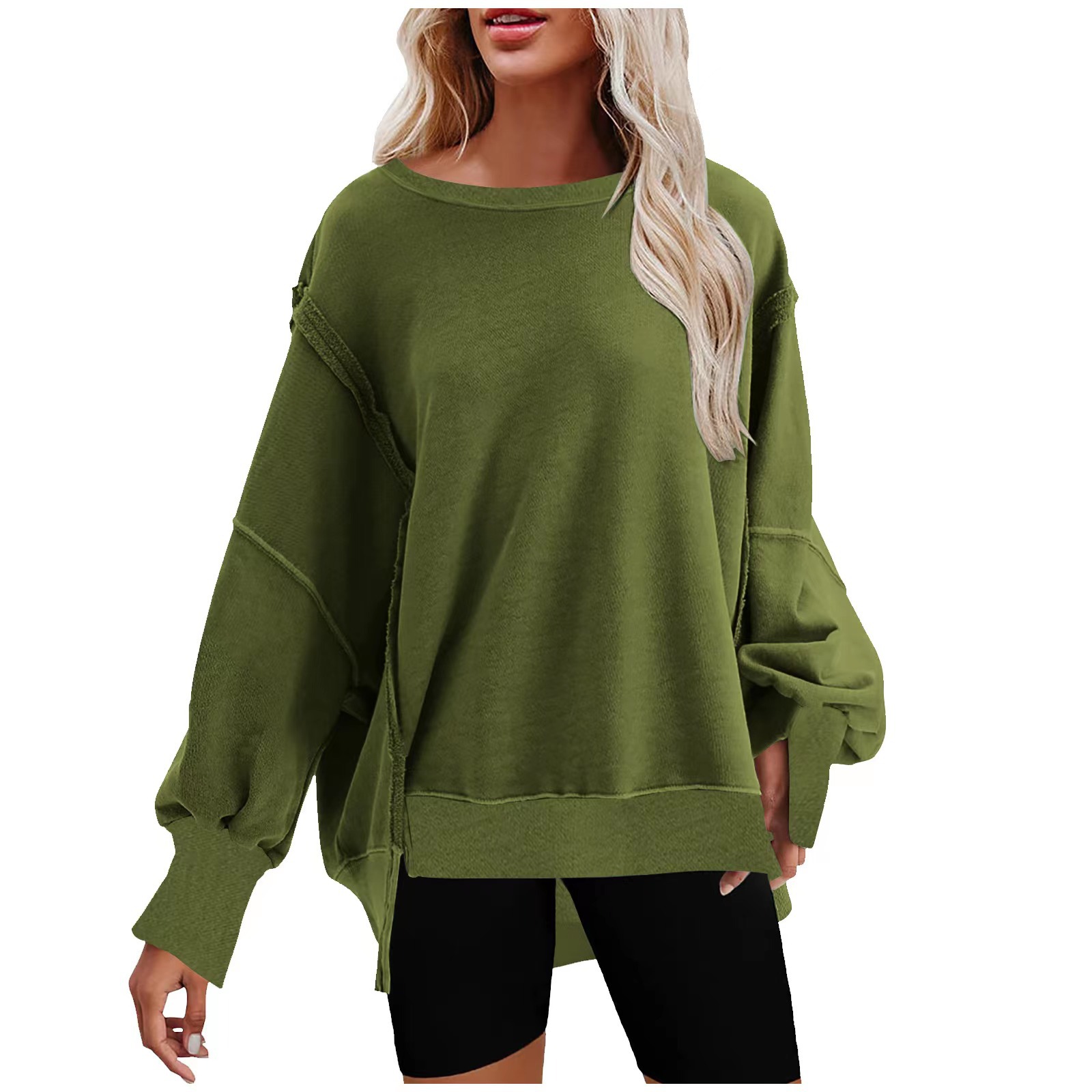 Washed Revealed Seam Oversized Sweatshirt（BUY 2 FREE SHIPPING)