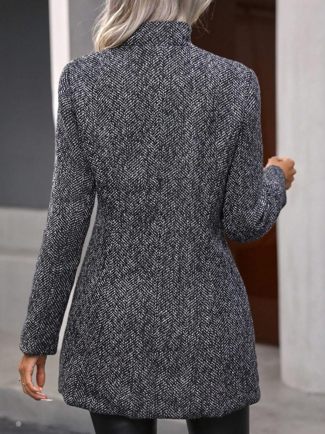 Women's Notch Lapel Slim Fit Overcoat Long Sleeve Blazer Jacket
