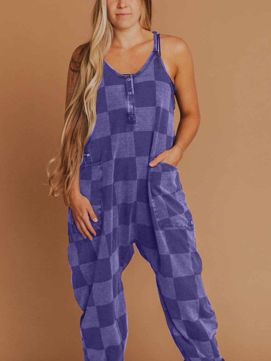 Women's Button Neck Suspender Jumpsuit Casual Overalls(BUY 2 FRRE SHIPPING)