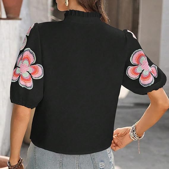 Women's Bohemian V-neck Puff Sleeve Top(BUY 2 FREE SHIPPING)