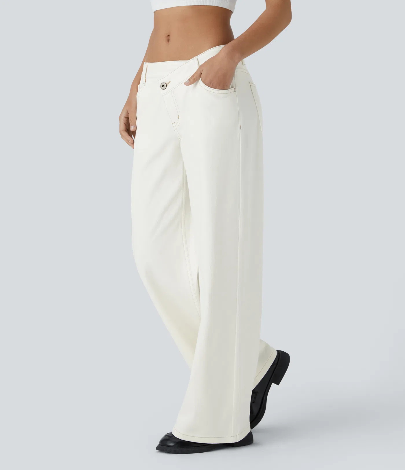 Low Rise Zipper Pockets Baggy Wide Leg Washed Casual Jeans(BUY 2 FREE SHIPPING)