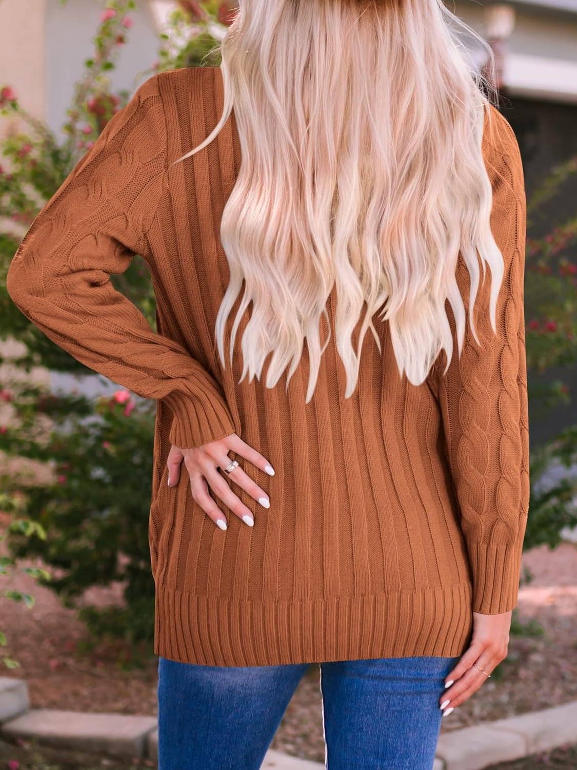 Women's Fall Casual Long Sleeve Button Down Open Front Cable Knit Cardigan(Buy 2 Free Shipping)