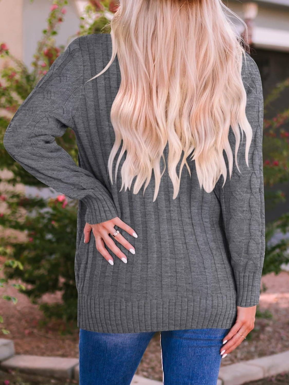 Women's Fall Casual Long Sleeve Button Down Open Front Cable Knit Cardigan(Buy 2 Free Shipping)