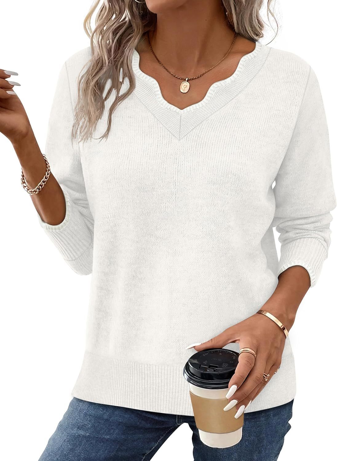Womens Cozy Lightweight V Neck Sweaters Pullover(BUY 2 FREE SHIPPING)