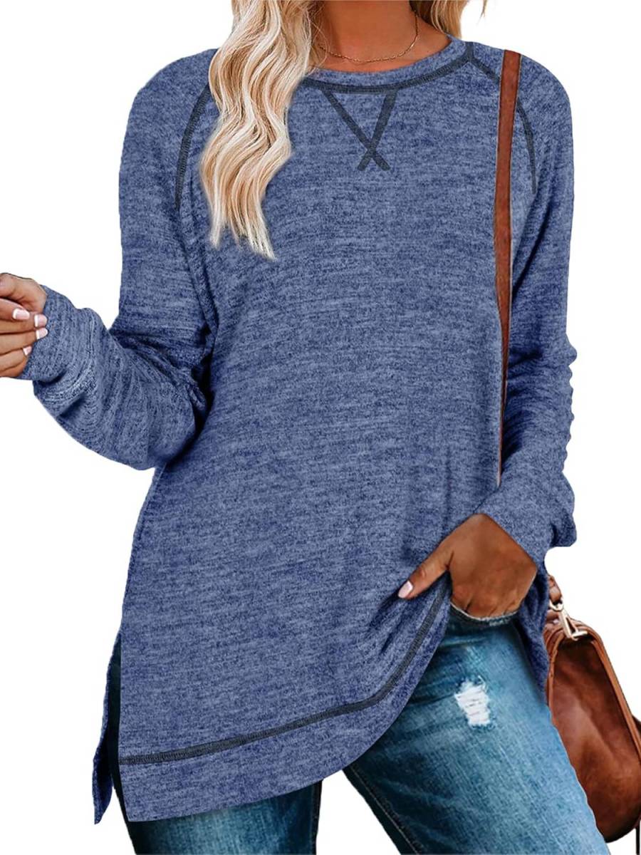 Limited time sale🔥Women Fall Side slit Long Sleeve Shirts Tunic Tops (Buy 3 Free Shipping)