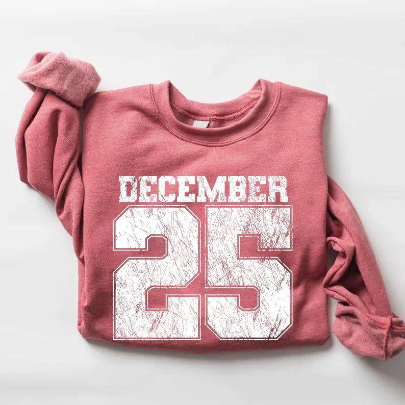 December 25 Retro Christmas Crewneck Sweatshirt (Buy 2 Free Shipping)