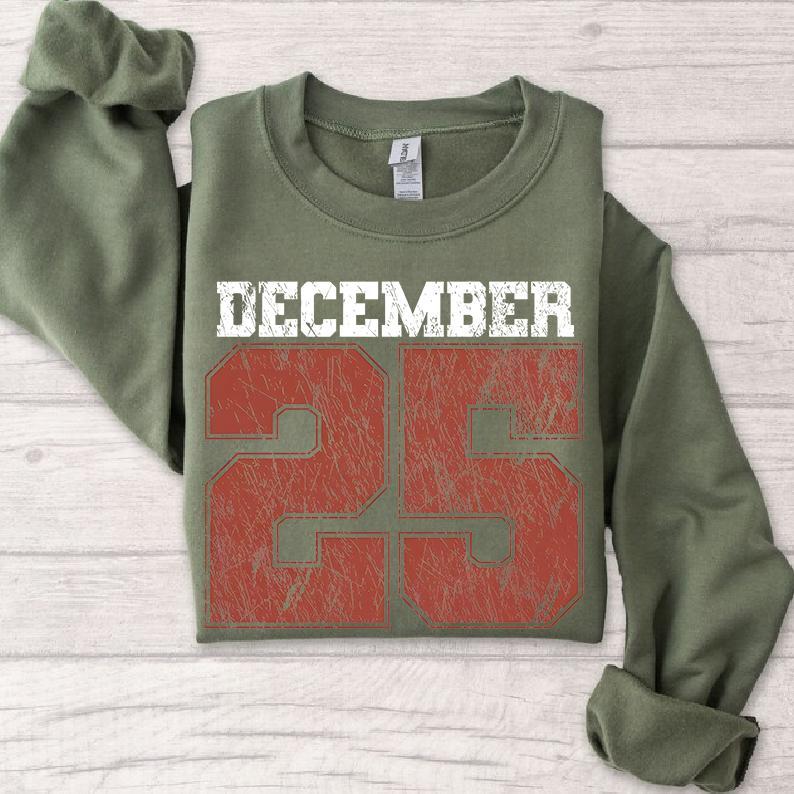 December 25 Retro Christmas Crewneck Sweatshirt (Buy 2 Free Shipping)