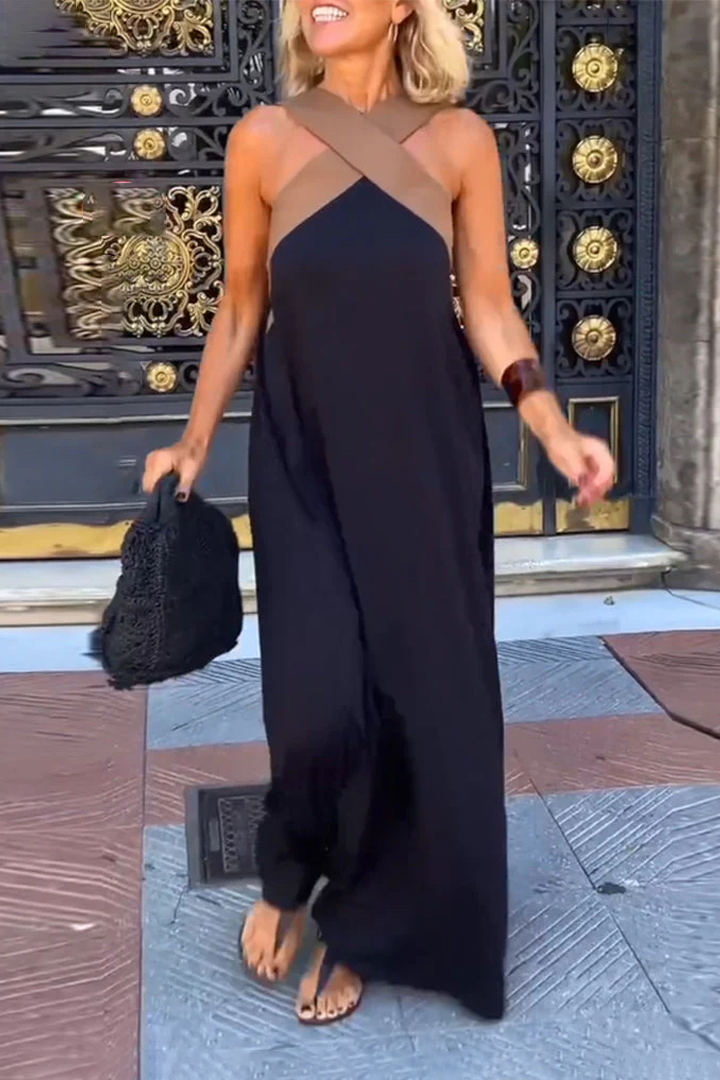Women's Cross Halter Neck Sleeveless Stitching Dress (Buy 2 Free Shipping)