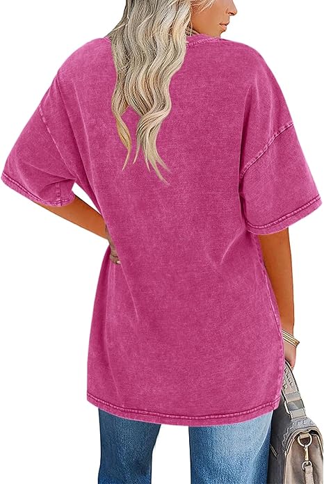 Women's Oversized Vintage Crew Neck Washed T-Shirt（BUY 3 FREE SHIPPING)