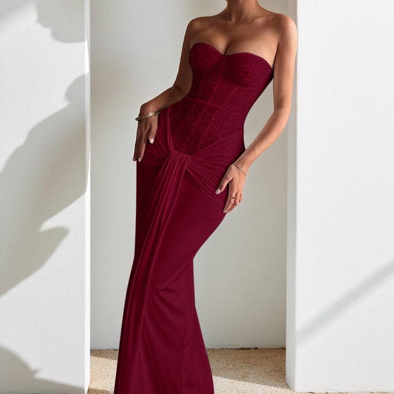 Strapless sexy backless evening gown with flowing ribbons(BUY 2 FREE SHIPPING)