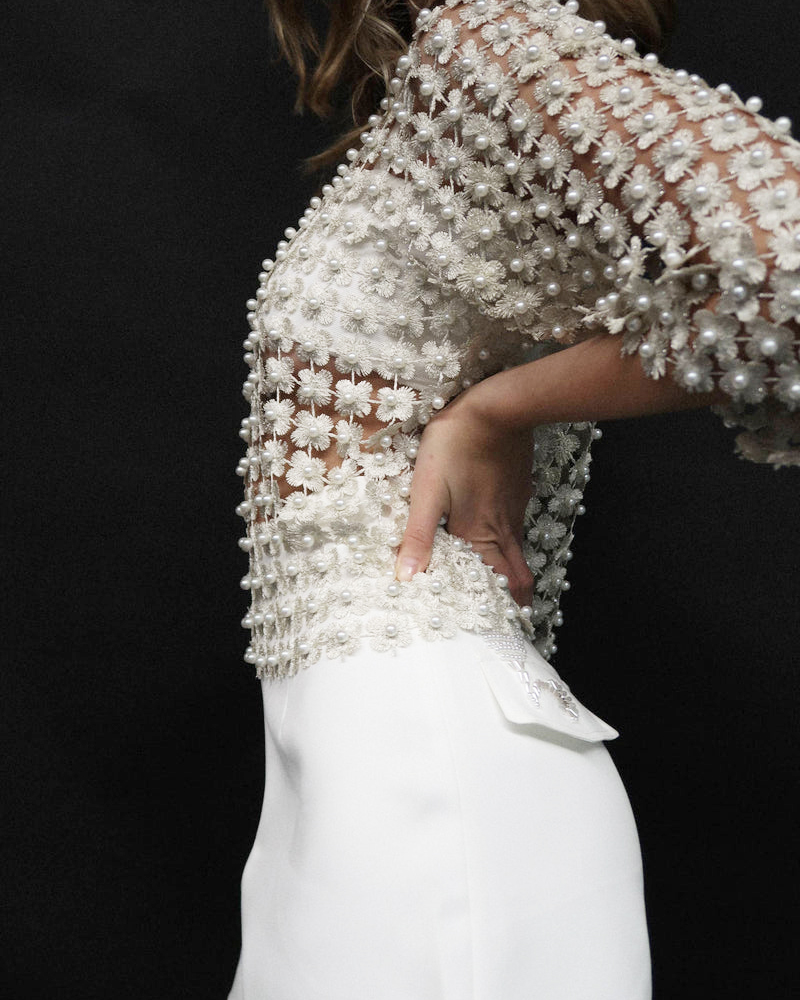 Pearl Detail Crochet Top
