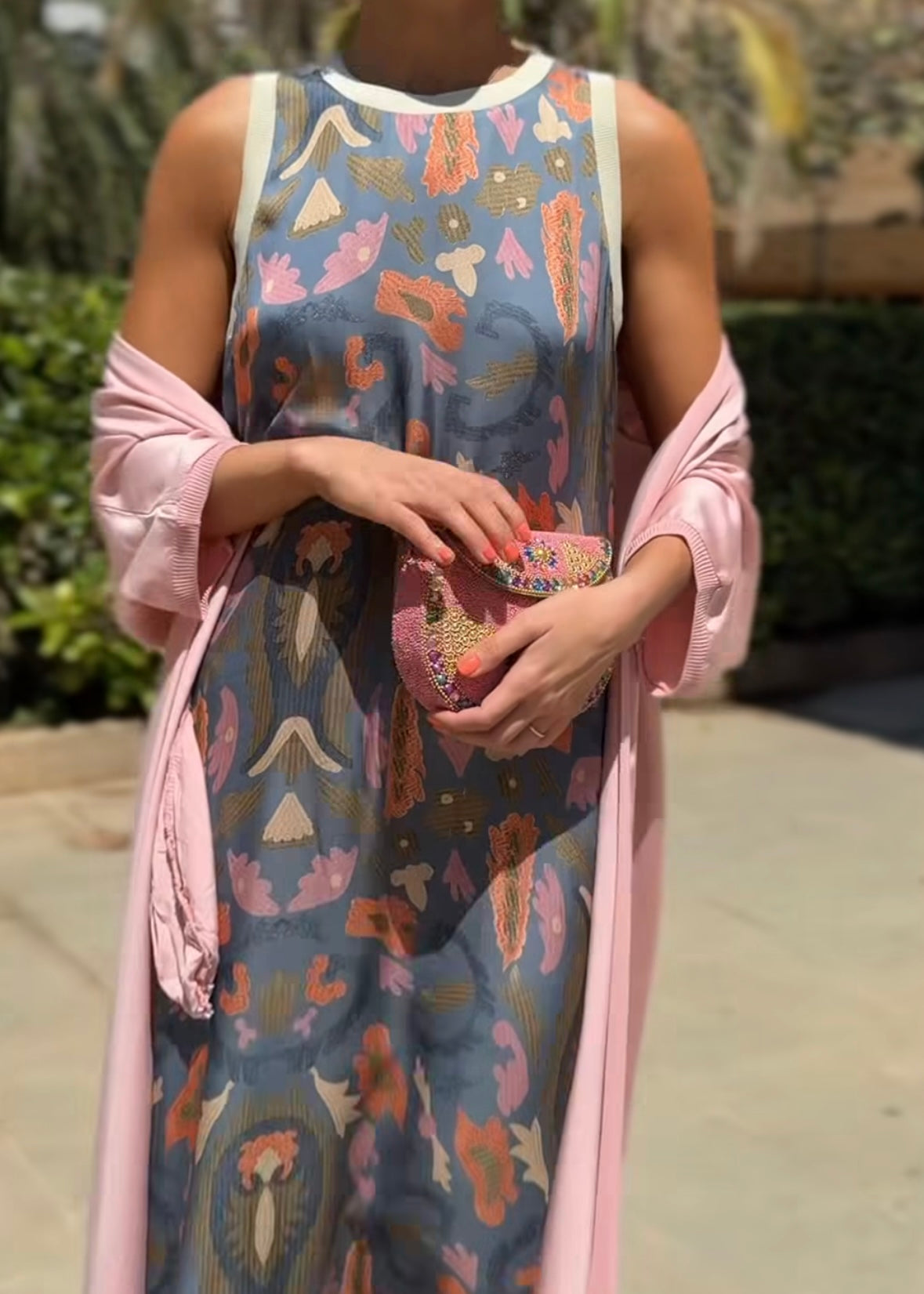Boho Sleeveless Round Neck Printed Muse Long Dress with Cape（BUY 2 FREE SHIPPING)