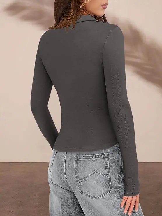 Womens' Button Down Shirts V Neck Collared Ruched Slim Fit Long Sleeve Shirt Casual Fashion Ladies Tops