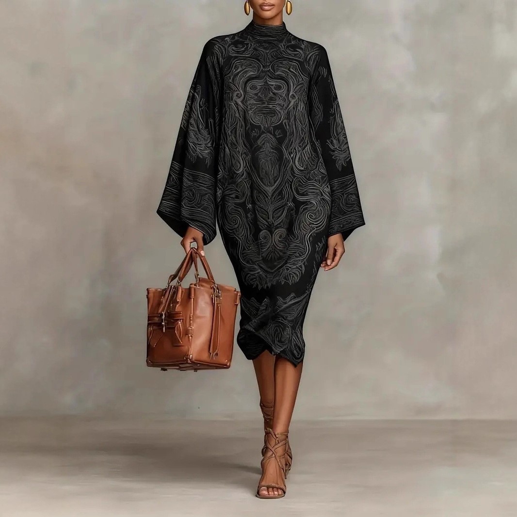 Elegant Paisley Print Relaxed Midi Dress