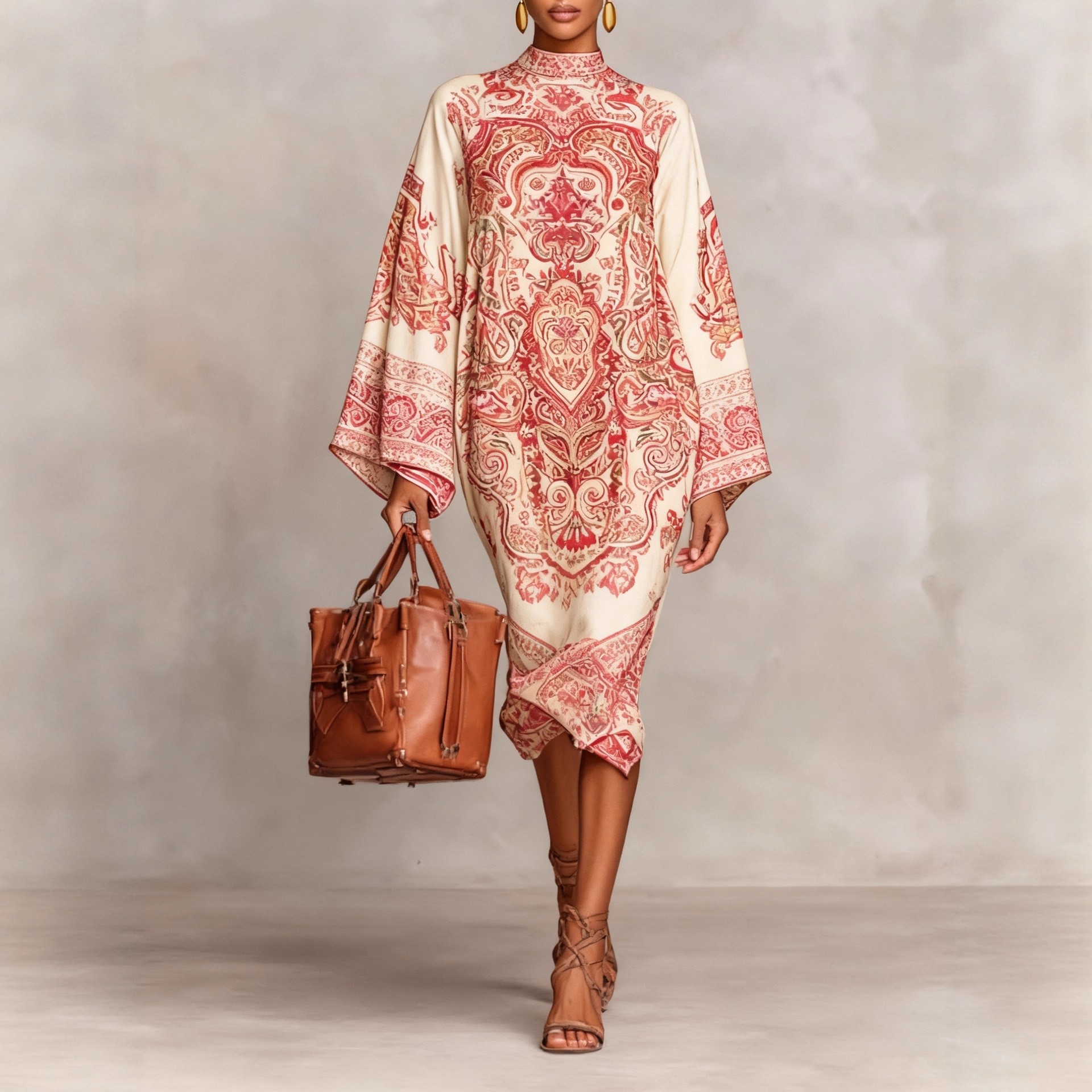 Elegant Paisley Print Relaxed Midi Dress