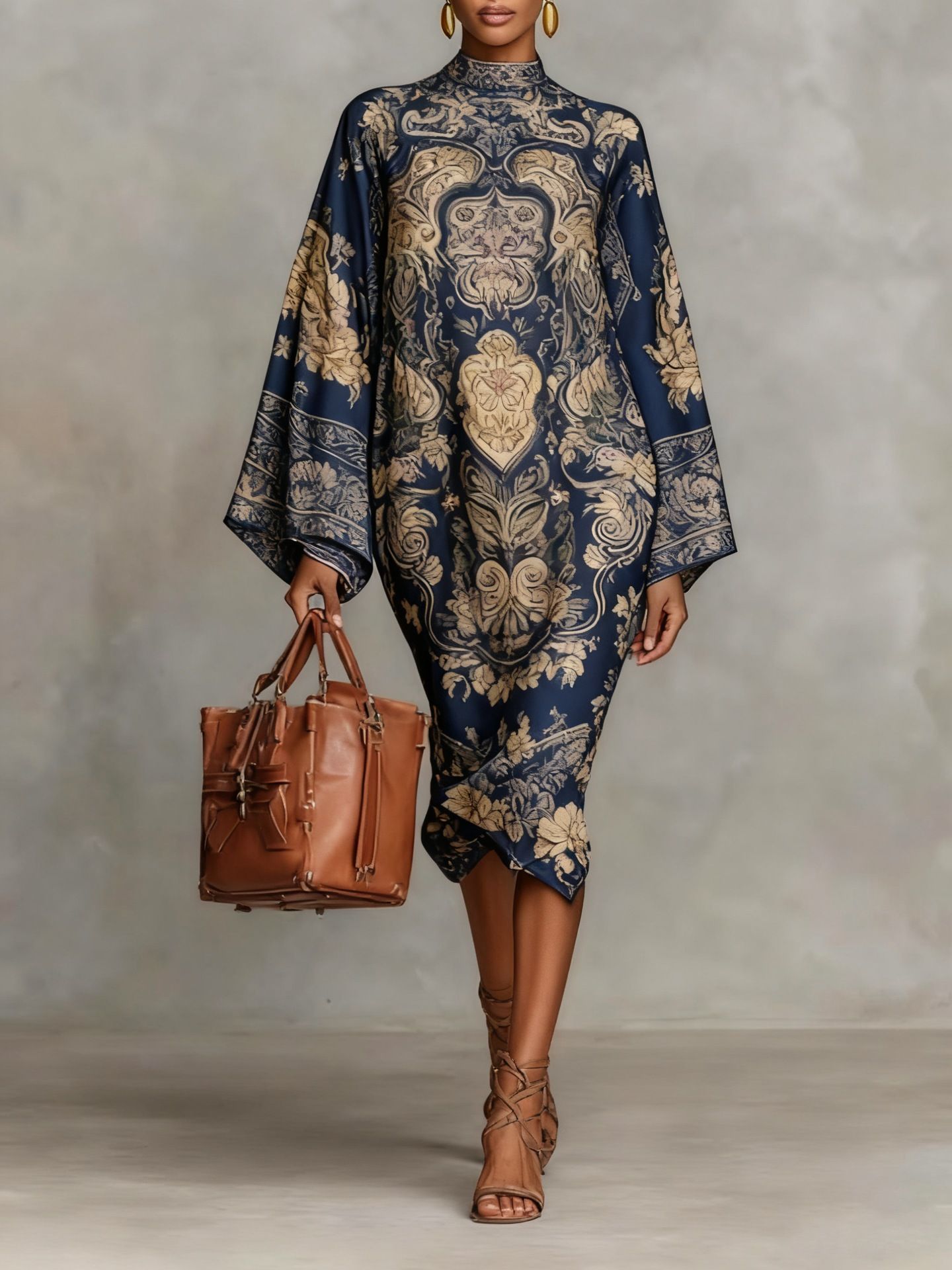 Elegant Paisley Print Relaxed Midi Dress