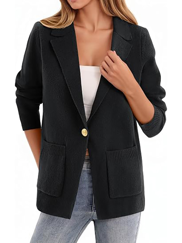Women's Slim Fit Long Sleeve Knit Blazer