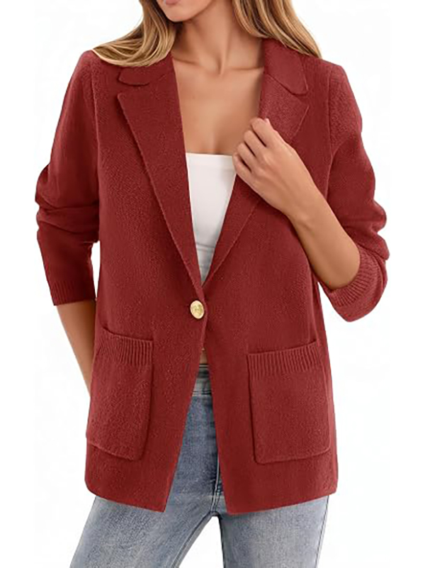 Women's Slim Fit Long Sleeve Knit Blazer
